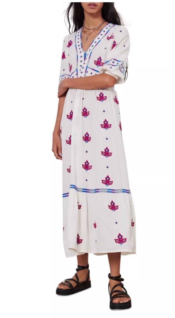 ba&sh Java Embroidered Midi Dress